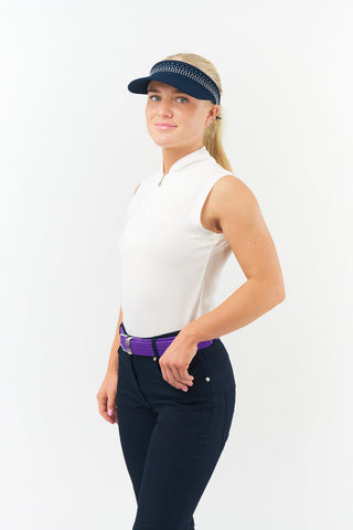 Lady Golfer Buckle Stretch Webbing Ladies Golf Belt - Purple