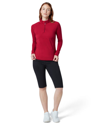 Callaway Ladies Golf Lightweight Knit Heathered ¼ Zip Top - Red Heather
