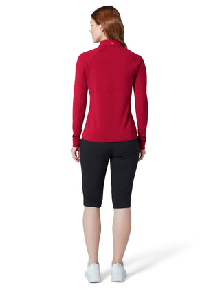 Callaway Ladies Golf Lightweight Knit Heathered ¼ Zip Top - Red Heather