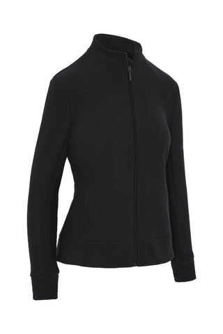 Callaway Ladies Golf Stretch Waffle Knit Fleece Jacket - Caviar