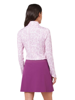 Abstract Floral Sun Protection Long Sleeve Golf Top - Cherry Blossom