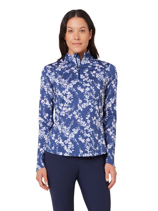 Sun Protection Long Sleeve Golf Top - Blue Depths