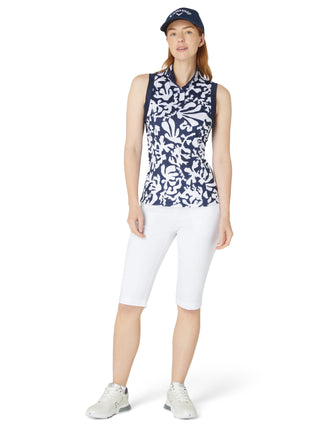 Callaway Golf Abstarct Floral Ladies Sleeveless Polo - Peacoat