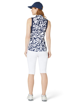 Callaway Golf Abstarct Floral Ladies Sleeveless Polo - Peacoat