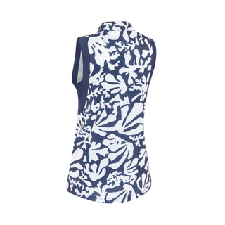 Callaway Golf Abstarct Floral Ladies Sleeveless Polo - Peacoat