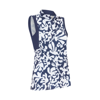 Callaway Golf Abstarct Floral Ladies Sleeveless Polo - Peacoat