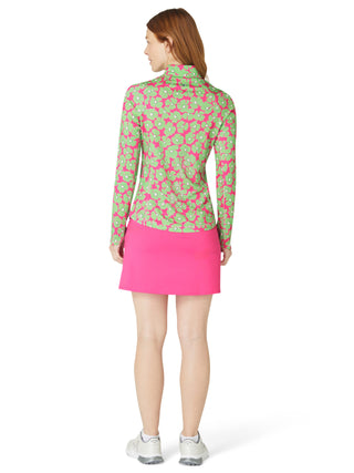 Callaway Golf Floral Printed Sun Protection Ladies Long Sleeve Polo - Cheeky Pink