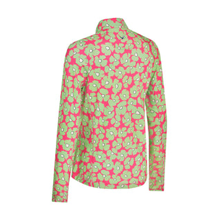 Callaway Golf Floral Printed Sun Protection Ladies Long Sleeve Polo - Cheeky Pink