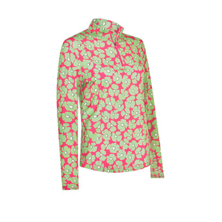 Callaway Golf Floral Printed Sun Protection Ladies Long Sleeve Polo - Cheeky Pink