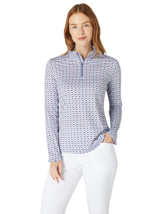 Callaway Golf Chev Geo Sun Protection Ladies Long Sleeve Polo - Flinstone