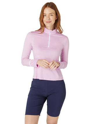 Colourblock Sun Protection Golf Top - Orchid
