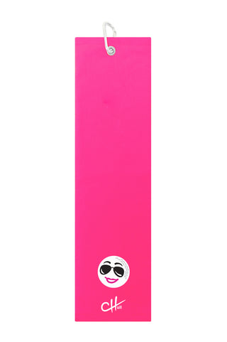 The Charley Hull Golf Tri Fold Towel - Golf Ball - Pink