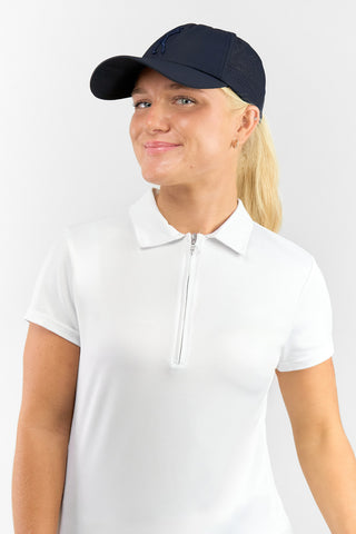 Ladies Vented Golf Cap with Lady Golfer Embroidery - Navy