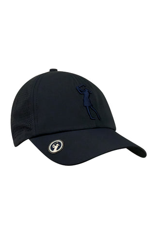 Ladies Vented Golf Cap with Lady Golfer Embroidery - Navy