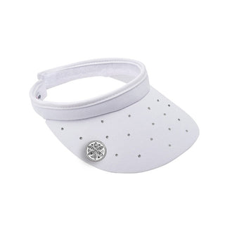 Crystal Clip Ladies Golf Visor with Ball Marker - White