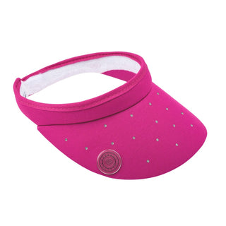 Crystal Clip Ladies Golf Visor with Ball Marker - Pink
