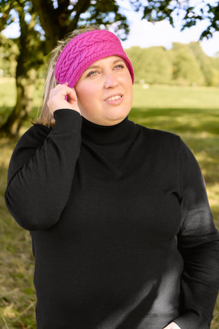 Surprizeshop Ladies Golf Knitted Fleece Lined Headband -Pink