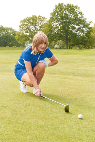 Pure Golf Bloom Cap Sleeve Womens Golf Polo Shirts  - Royal Blue