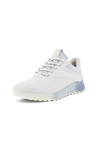 Ecco Ladies Golf S-Three Waterproof Ladies Golf Shoes- White / Dusty Blue