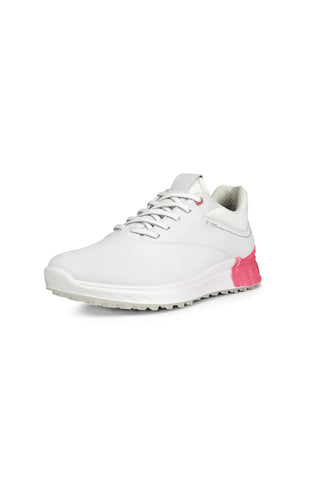 Ecco S Three Waterproof Ladies Golf Shoes - White/Bubblegum