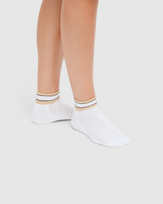 ECCO Retro Low Cut Tennis Socks - Sand, Mocca & White