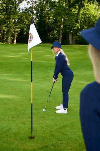 Ladies Golf Waterproof Fleece Lined Bucket Rain Hat- Navy