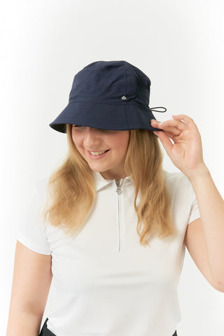 Ladies Golf Waterproof Fleece Lined Bucket Rain Hat- Navy