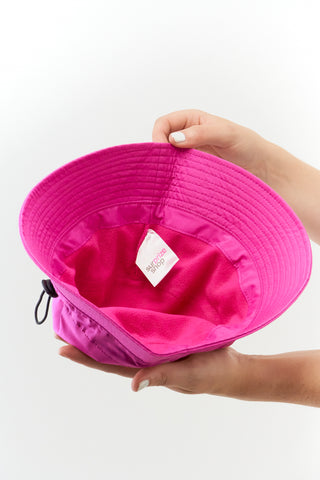 Ladies Golf Waterproof Fleece Lined Bucket Rain Hat- Pink