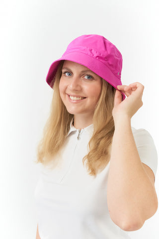 Ladies Golf Waterproof Bucket Rain Hat- Pink