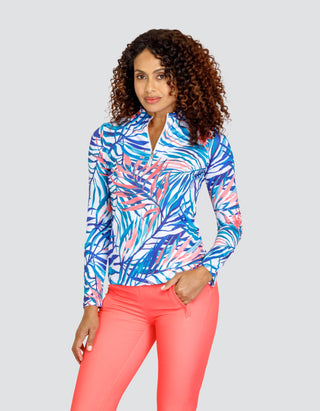 Tail Ladies Emersyn Long Sleeve Polo - Mykonos Fronds