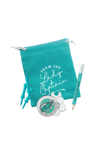 From the Lady Captain 2026 Ball Marker, Visor Clip & Golf Tee Gift Set - Aqua