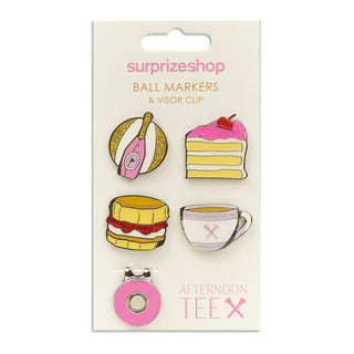 Surprizeshop Afternoon Tee Golf Ball Marker and Visor Clip Set