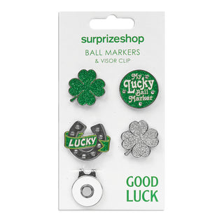 Surprizeshop Good Luck Golf Ball Marker and Visor Clip Set - Green