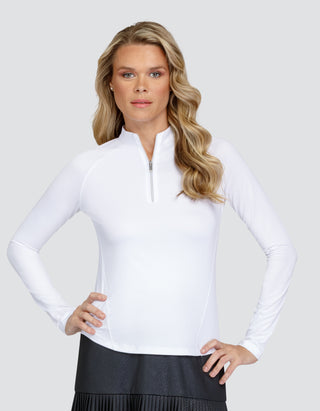 Tail Ladies Golf Darcey Long Sleeve 1/4 Zip Polo - White