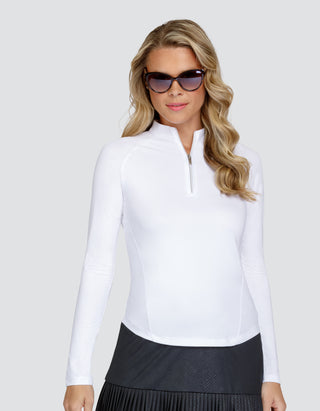 Tail Ladies Golf Darcey Long Sleeve 1/4 Zip Polo - White