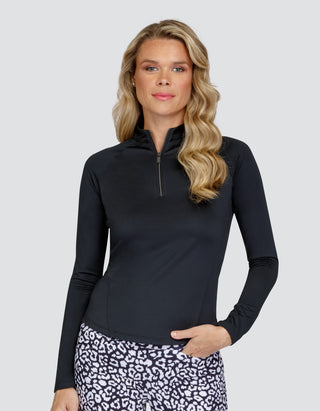 Tail Ladies Golf Darcey Long Sleeve 1/4 Zip Polo - Black
