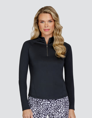 Tail Ladies Golf Darcey Long Sleeve 1/4 Zip Polo - Black