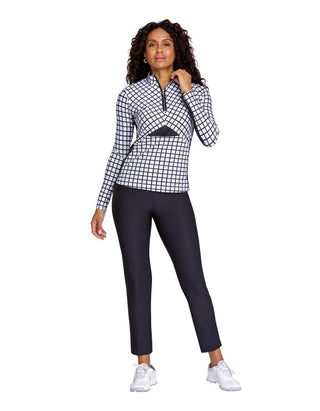 Tail Ladies Golf Morgana Long Sleeve Mock Neck Top - Balanced Grid
