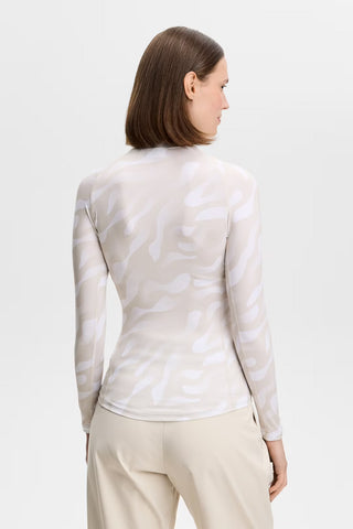 Ella Print Compression Top - Bunker Fade Moonbeam White