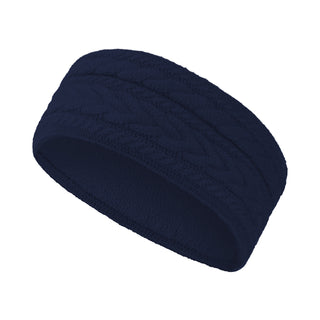 Navy Ladies Golf Knitted Fleece Lined headband is designed in a feminine knit style with a central knot detailing on the front. Matching waterproof bobble hat and snood are also available.