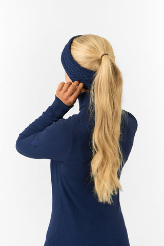 Surprizeshop Ladies Golf Knitted Fleece Lined Headband -Navy