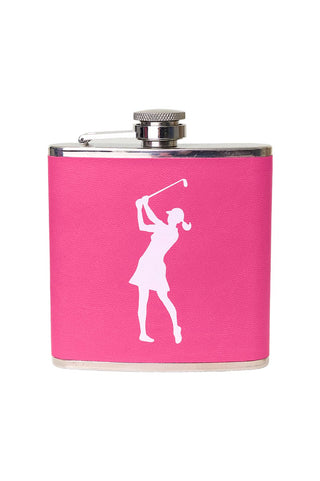 Pink Lady Golfer 6oz Hipflask