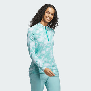 Adidas Womens Ultra Long Sleeve Quarter Zip Golf Top - Teal/White