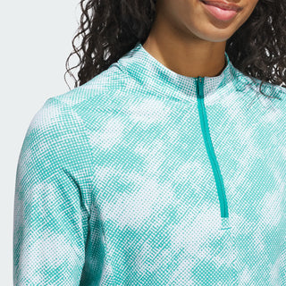 Adidas Womens Ultra Long Sleeve Quarter Zip Golf Top - Teal/White