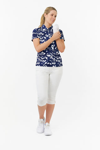 Amity Short Sleeve Polo Shirt - Wild Peony Navy