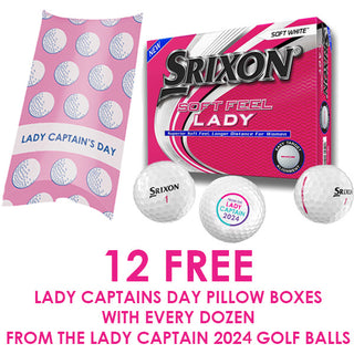 From the Lady Captain 2024 Srixon Soft Feel Golf Balls with Lady Captains Day Pillow boxes