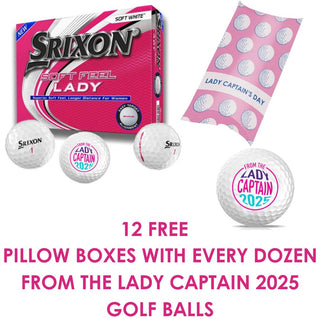 From the Lady Captain 2025 Srixon Soft Feel Golf Balls with Lady Captains Day Pillow boxes