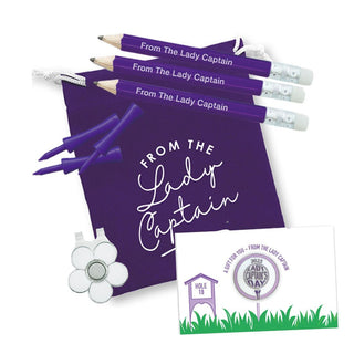 Lady Captain's Day 2025 Golf Ball Marker and Visor Clip Set - Purple