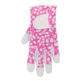 Cabretta Leather Lycra Comfort Stretch Right Hand Ladies Golf Glove - Pink Petals