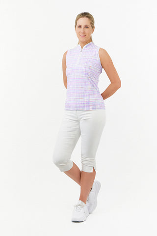 Pure Golf Rise Ladies Golf Sleeveless Polo Shirt - Pastel Score